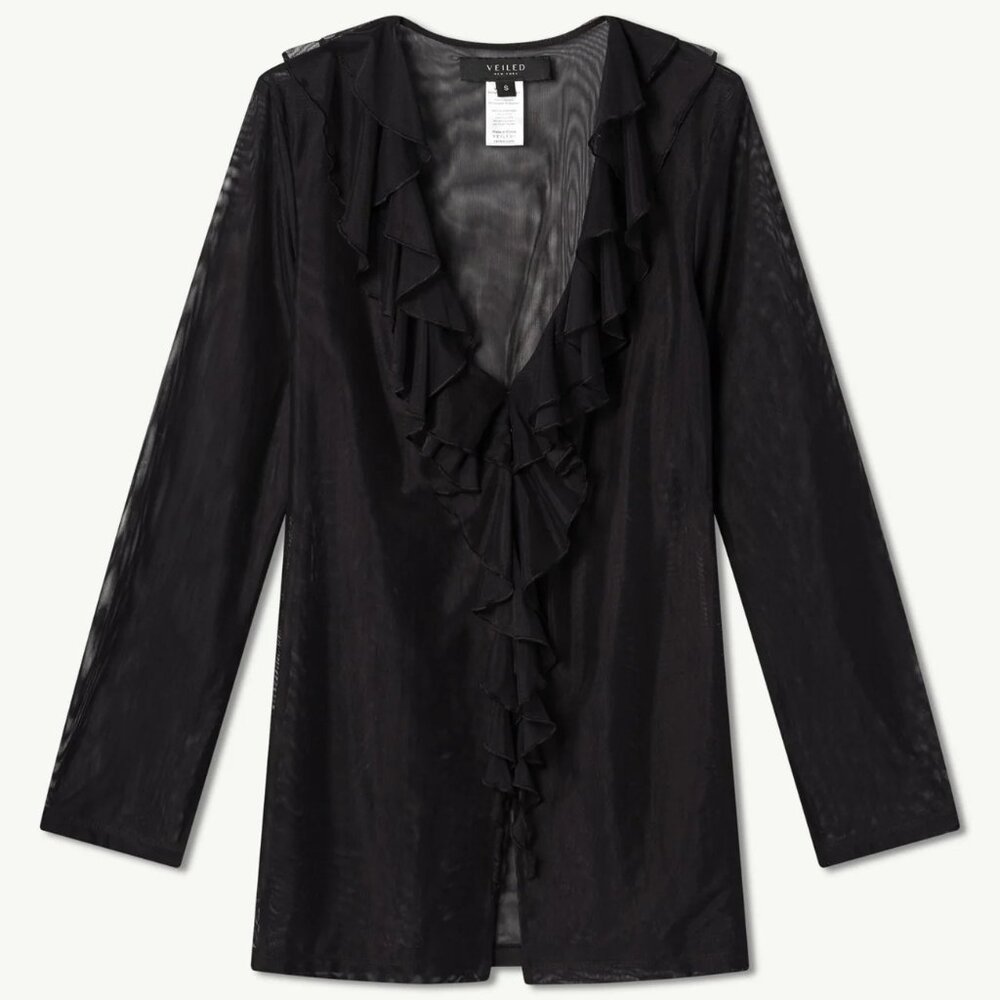 new veiled collection mesh ruffle top